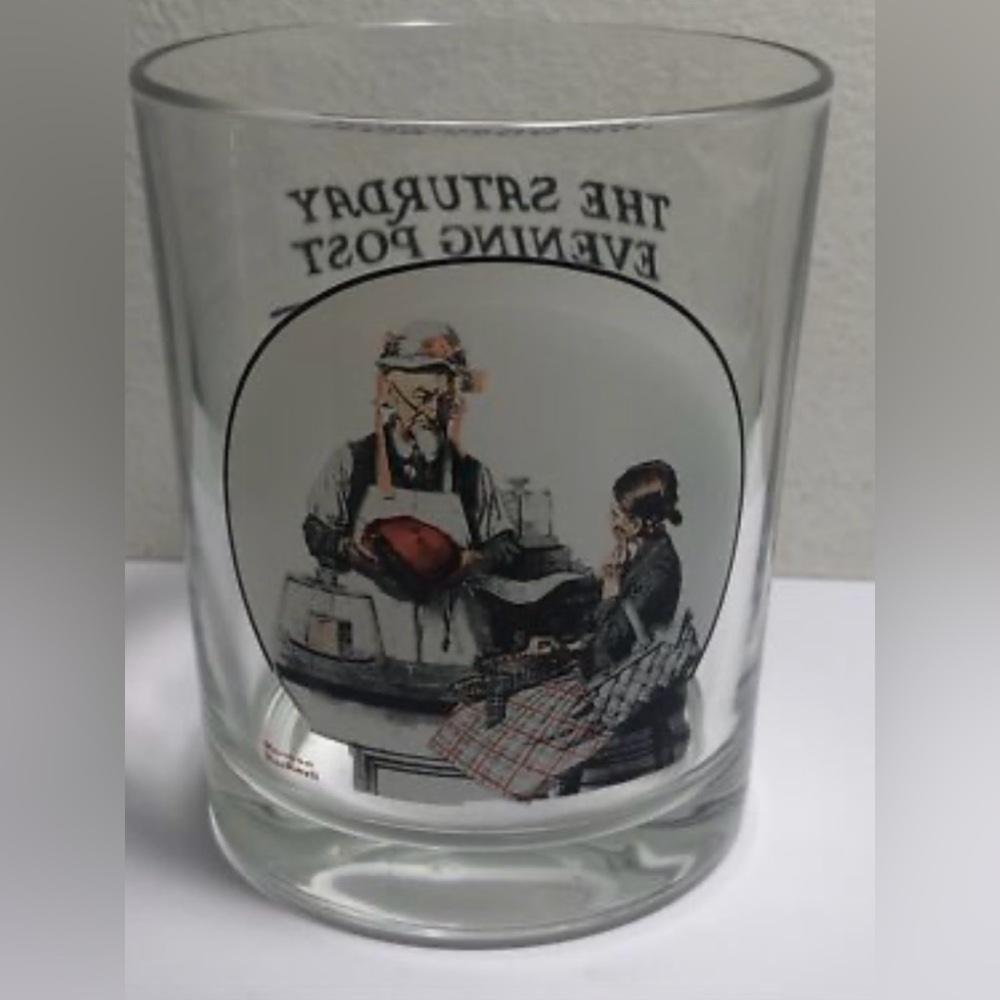 Norman Rockwell “Saturday Evening Post” Rocks Glass “The Model” EUC